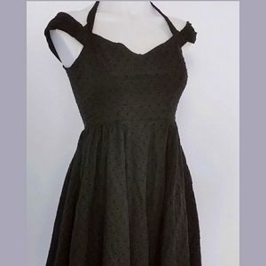 Hell Bunny Vixen Black Swiss Dot Swing Dress